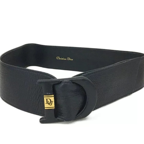 Authentic Christian Dior Navy blue Leather 81cm Women Belt - Picture 9 of 9